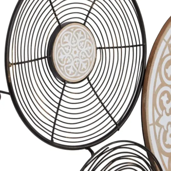 Wall Plaques-Kirkland's Home Iron And Wood Layered Plates Wall Plaque Black