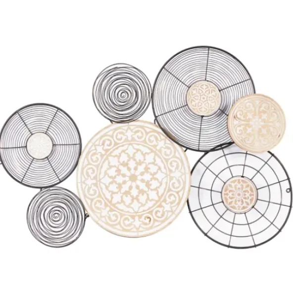 Wall Plaques-Kirkland's Home Iron And Wood Layered Plates Wall Plaque Black