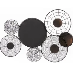Wall Plaques-Kirkland's Home Iron And Wood Layered Plates Wall Plaque Black