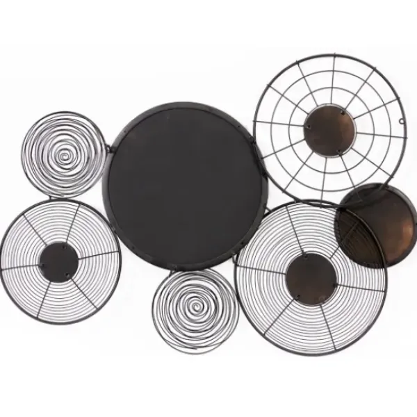 Wall Plaques-Kirkland's Home Iron And Wood Layered Plates Wall Plaque Black