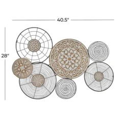 Wall Plaques-Kirkland's Home Iron And Wood Layered Plates Wall Plaque Black