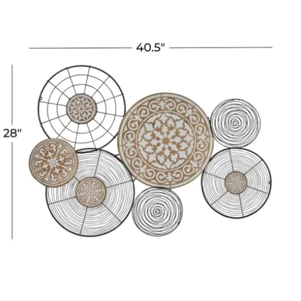 Wall Plaques-Kirkland's Home Iron And Wood Layered Plates Wall Plaque Black