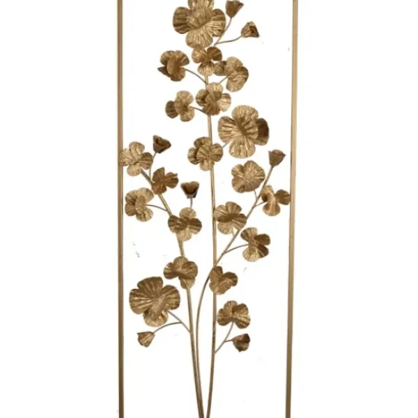 Wall Plaques-Kirkland's Home Iron Flowers Wall Plaque Gold