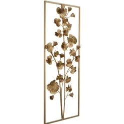 Wall Plaques-Kirkland's Home Iron Flowers Wall Plaque Gold