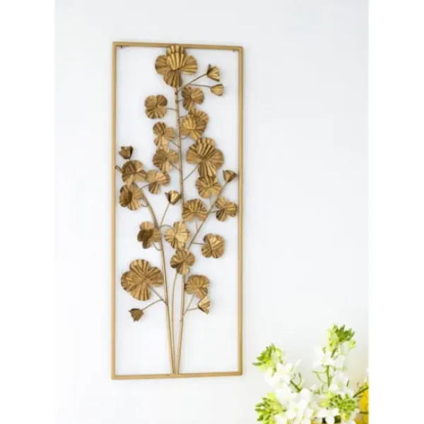 Wall Plaques-Kirkland's Home Iron Flowers Wall Plaque Gold