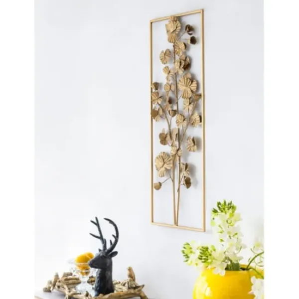 Wall Plaques-Kirkland's Home Iron Flowers Wall Plaque Gold