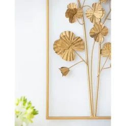 Wall Plaques-Kirkland's Home Iron Flowers Wall Plaque Gold