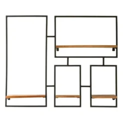Shelves-Kirkland's Home Iron Frame Four Wooden Wall Shelf