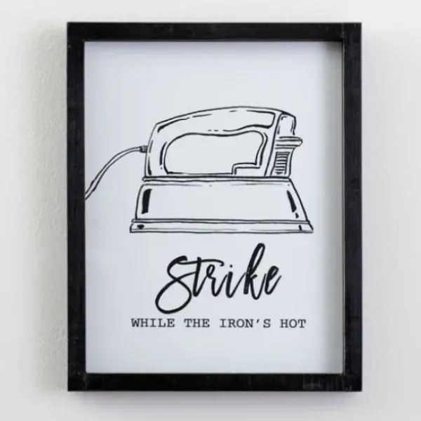 Wall Quotes & Signs-Kirkland's Home Iron Funny Laundry Room Wall Plaque Black/White