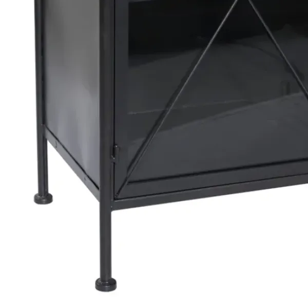 Cabinets & Sideboards-Kirkland's Home Iron X-Panel Cabinet Black