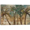 Wall Plaques-Kirkland's Home Island Morning Palms Wood Art Print Blue/Brown