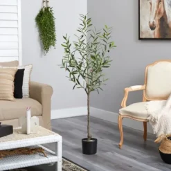 Trees & Topiaries-Kirkland's Home Italian Olive Tree In Black Nursery Planter, 5 Ft.