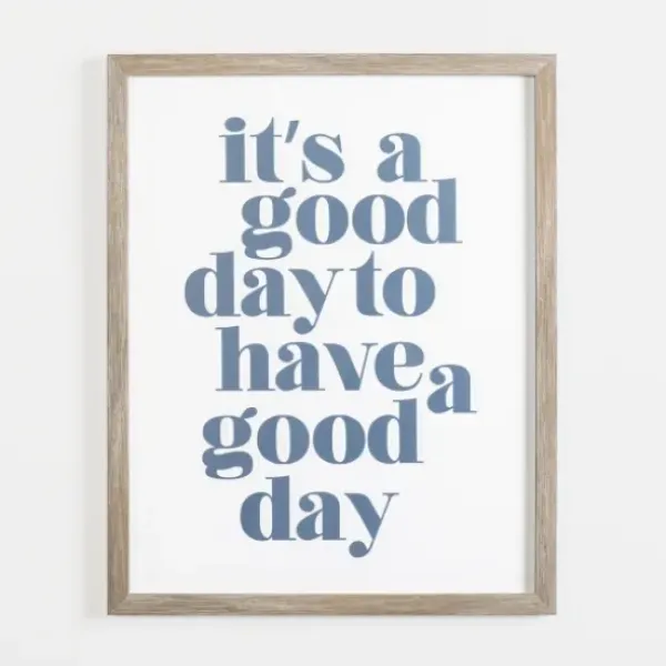 Wall Quotes & Signs-Kirkland's Home It'S A Good Day Framed Canvas Plaque White/Blue