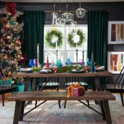 Dining Chairs-Kirkland's Home Ivan Wood And Metal Dining Bench Brown