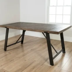 Dining Tables-Kirkland's Home Ivan Wood And Metal Dining Table Brown/Black