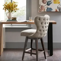 Bar Stools & Counter Height Stools-Kirkland's Home Ivey High Wingback Swivel Counter Stool Brown