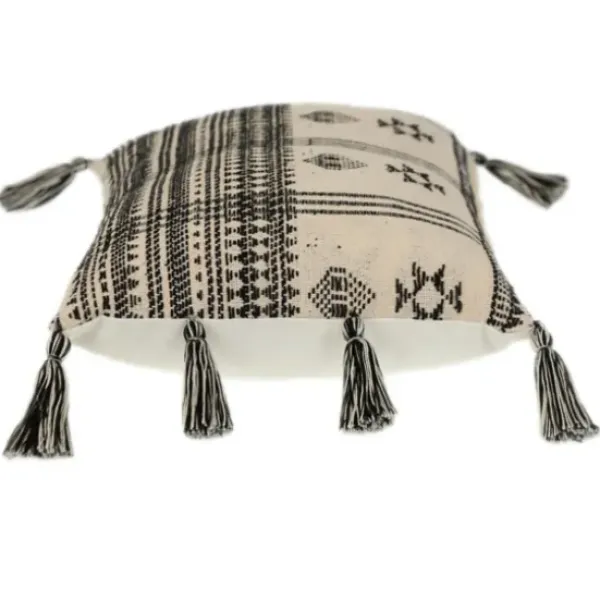 Pillows-Kirkland's Home Ivory And Black Boho Stripes Lumbar Pillow Ivory/Black