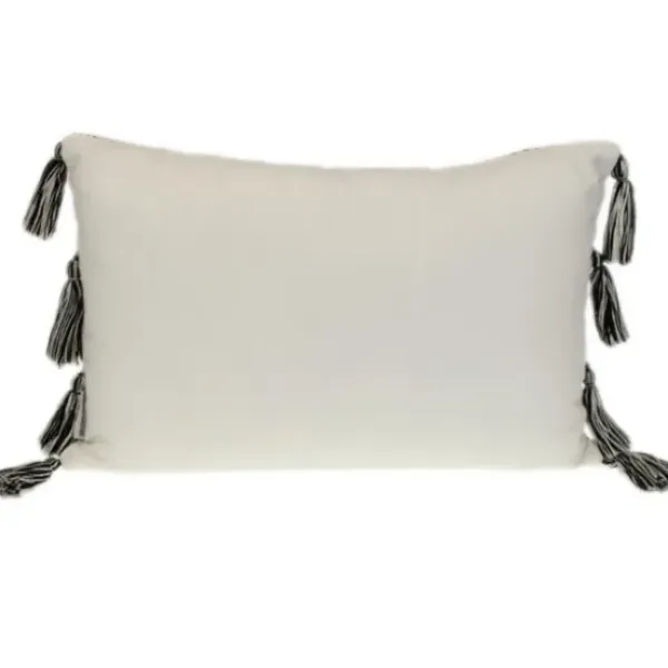 Pillows-Kirkland's Home Ivory And Black Boho Stripes Lumbar Pillow Ivory/Black