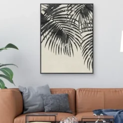 Canvas Art-Kirkland's Home Ivory And Black Palms Canvas Art Print Black/Tan