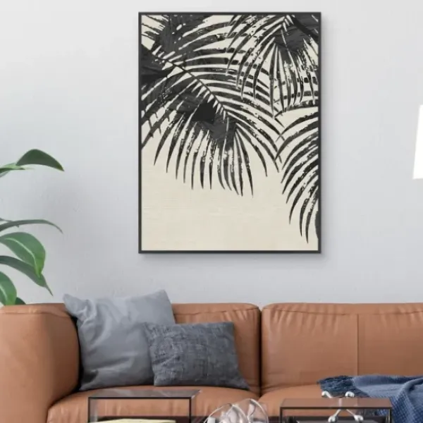 Canvas Art-Kirkland's Home Ivory And Black Palms Canvas Art Print Black/Tan