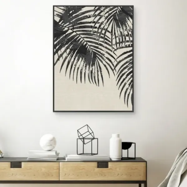 Canvas Art-Kirkland's Home Ivory And Black Palms Canvas Art Print Black/Tan