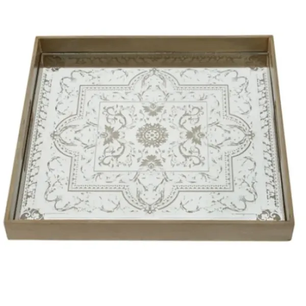 Decorative Trays-Kirkland's Home Ivory And Clover Mosaic Capiz Shell Tray, 17 In. Green/Ivory
