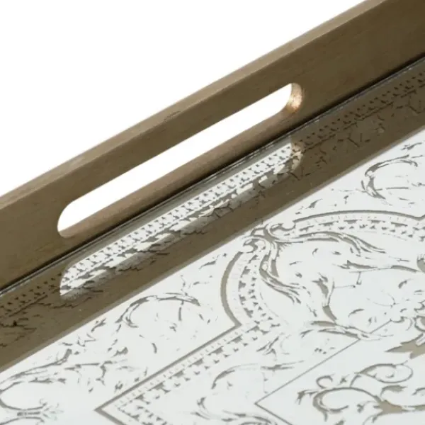 Decorative Trays-Kirkland's Home Ivory And Clover Mosaic Capiz Shell Tray, 17 In. Green/Ivory