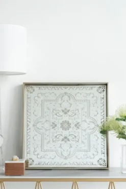 Decorative Trays-Kirkland's Home Ivory And Clover Mosaic Capiz Shell Tray, 17 In. Green/Ivory