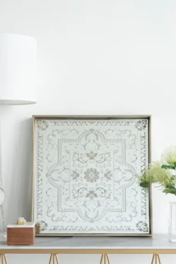 Decorative Trays-Kirkland's Home Ivory And Clover Mosaic Capiz Shell Tray, 17 In. Green/Ivory