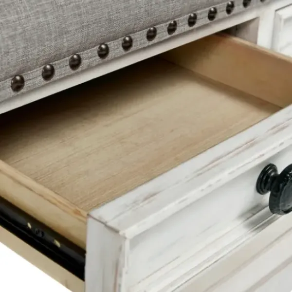 Coffee Tables-Kirkland's Home Ivory And Gray Upholstered Square Coffee Table Ivory/Gray