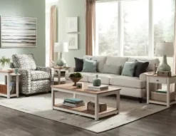 Accent & End Tables-Kirkland's Home Ivory And Natural Wood Magazine Shelf Accent Table Ivory/Tan