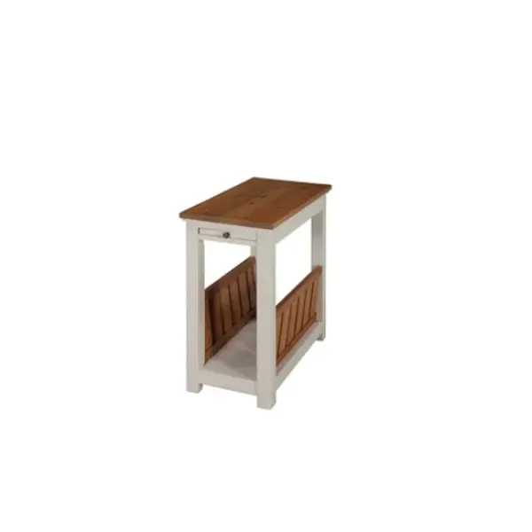Accent & End Tables-Kirkland's Home Ivory And Natural Wood Magazine Shelf Accent Table Ivory/Tan