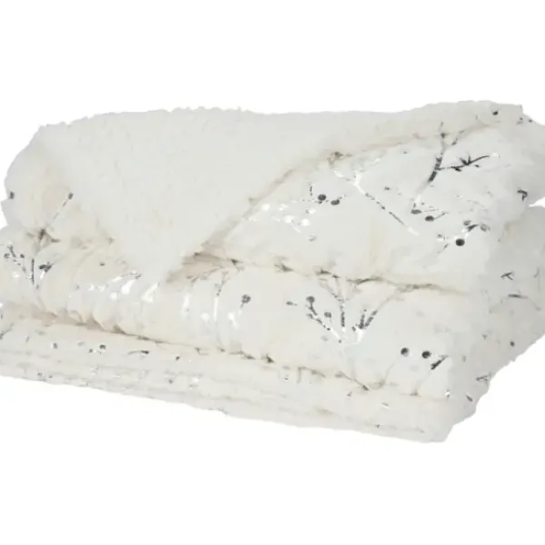 Blankets & Throws-Kirkland's Home Ivory And Silver Metallic Branches Throw Silver/Ivory