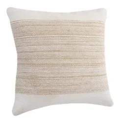 Pillows-Kirkland's Home Ivory Border Natural Close Woven Jute Pillow Ivory/Tan