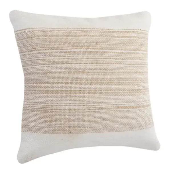 Pillows-Kirkland's Home Ivory Border Natural Close Woven Jute Pillow Ivory/Tan