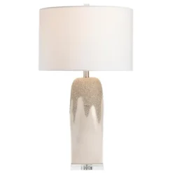 Table Lamps-Kirkland's Home Ivory Ceramic Textured Base Table Lamp White