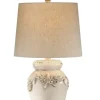 Table Lamps-Kirkland's Home Ivory Crackled Floral Table Lamp Tan