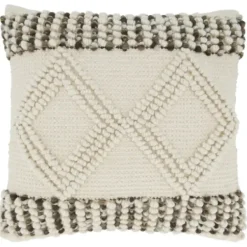Pillows-Kirkland's Home Ivory Diamond Woven Textured Polyester Pillow