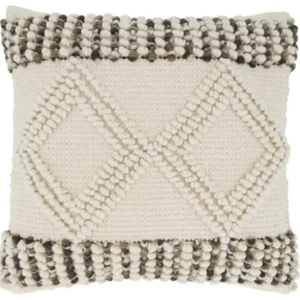 Pillows-Kirkland's Home Ivory Diamond Woven Textured Polyester Pillow