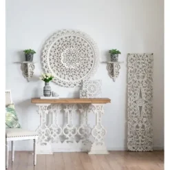 Shelves-Kirkland's Home Ivory Distressed Carved 2-Pc. Wall Shelf Set