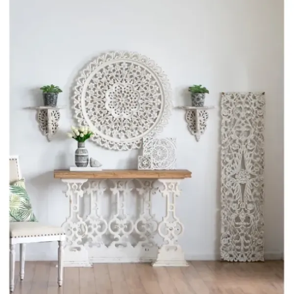 Shelves-Kirkland's Home Ivory Distressed Carved 2-Pc. Wall Shelf Set