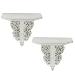 Shelves-Kirkland's Home Ivory Distressed Carved 2-Pc. Wall Shelf Set
