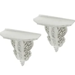 Shelves-Kirkland's Home Ivory Distressed Carved 2-Pc. Wall Shelf Set
