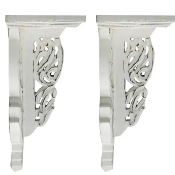 Shelves-Kirkland's Home Ivory Distressed Carved 2-Pc. Wall Shelf Set