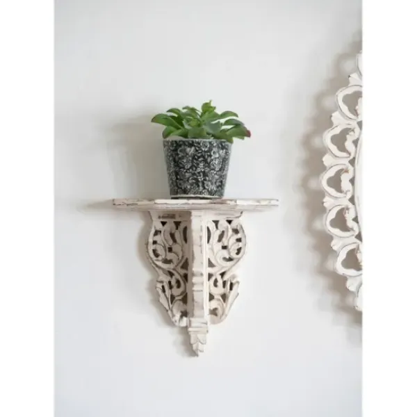 Shelves-Kirkland's Home Ivory Distressed Carved 2-Pc. Wall Shelf Set