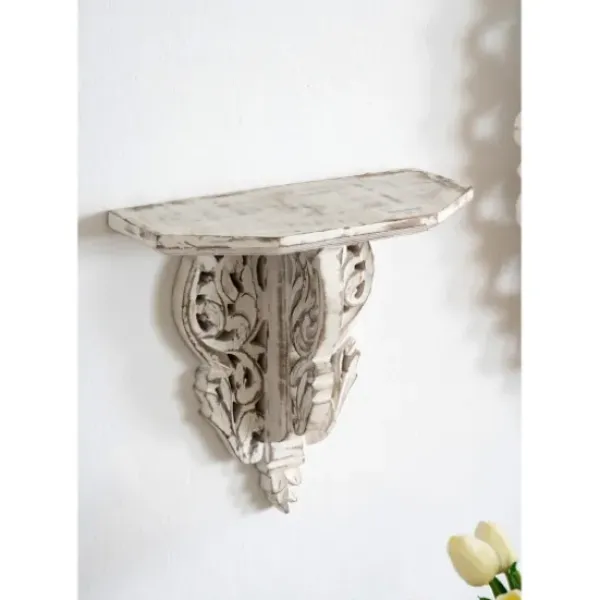 Shelves-Kirkland's Home Ivory Distressed Carved 2-Pc. Wall Shelf Set