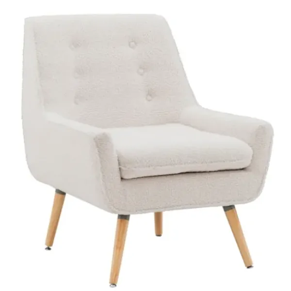 Accent Chairs-Kirkland's Home Ivory Faux Sherpa Tufted Accent Chair White