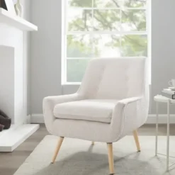 Accent Chairs-Kirkland's Home Ivory Faux Sherpa Tufted Accent Chair White