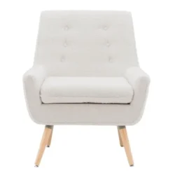 Accent Chairs-Kirkland's Home Ivory Faux Sherpa Tufted Accent Chair White