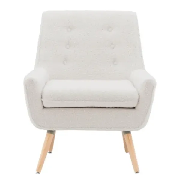 Accent Chairs-Kirkland's Home Ivory Faux Sherpa Tufted Accent Chair White